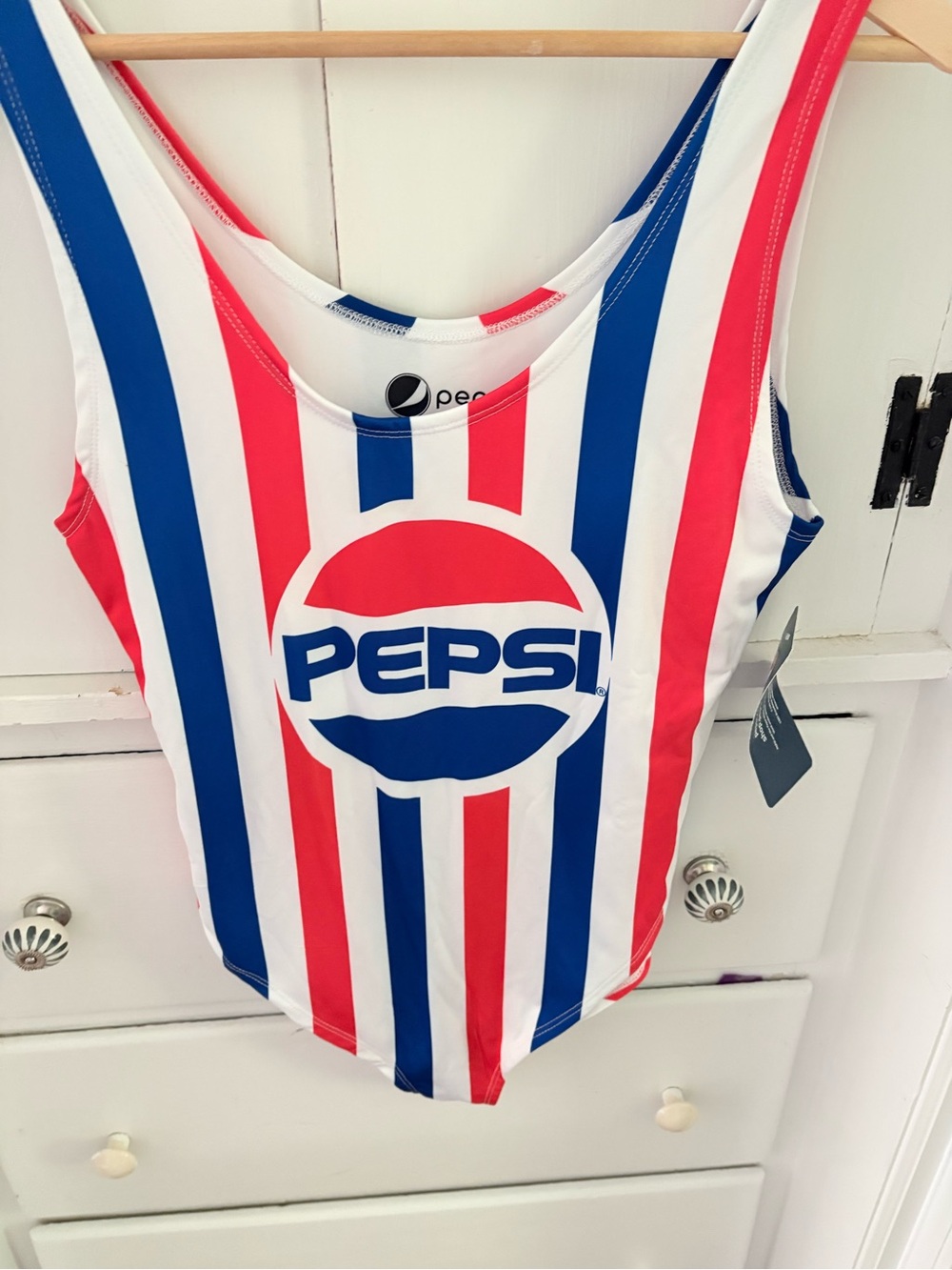 Pepsi Red White and Blue Striped Logo Bodysuit